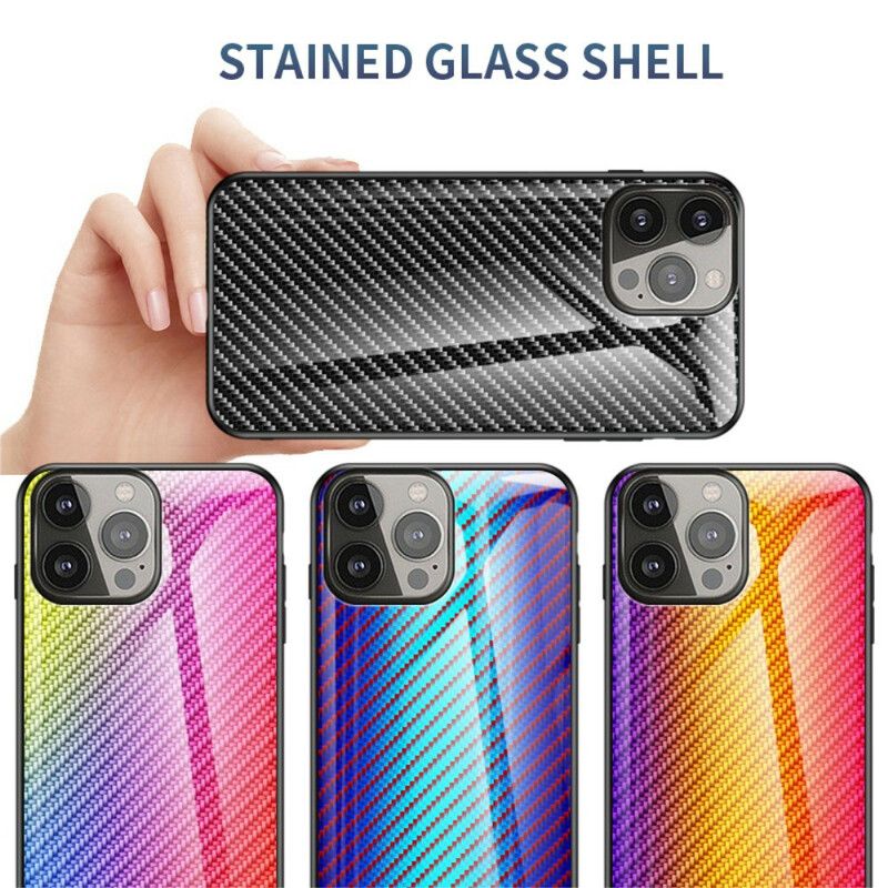 Cover iPhone 13 Pro Telefon Etui Carbon Fiber Hærdet Glas