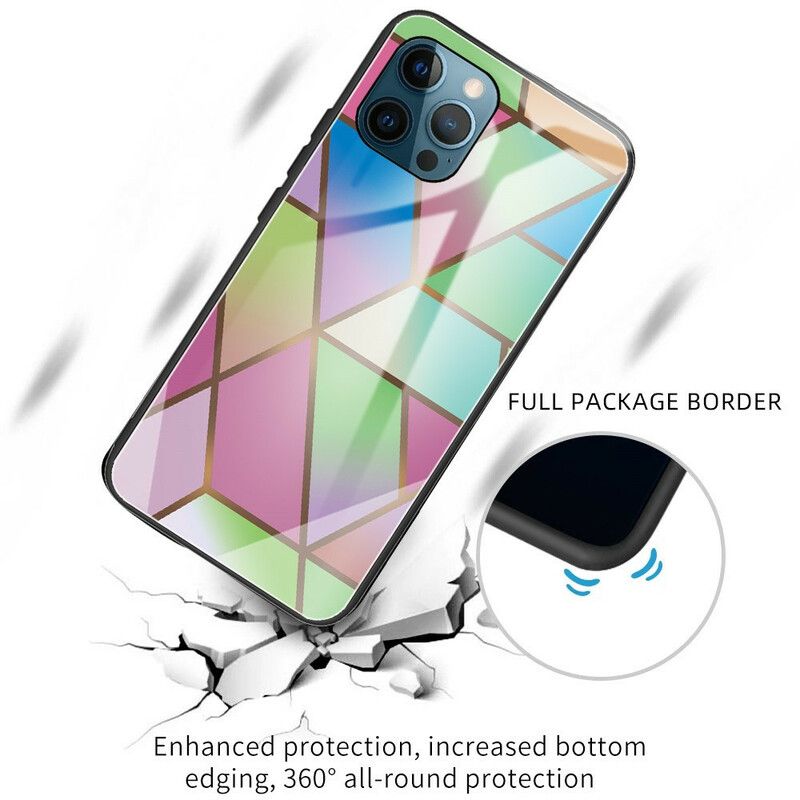 Cover iPhone 13 Pro Telefon Etui Hærdet Glasmarmorgeometri