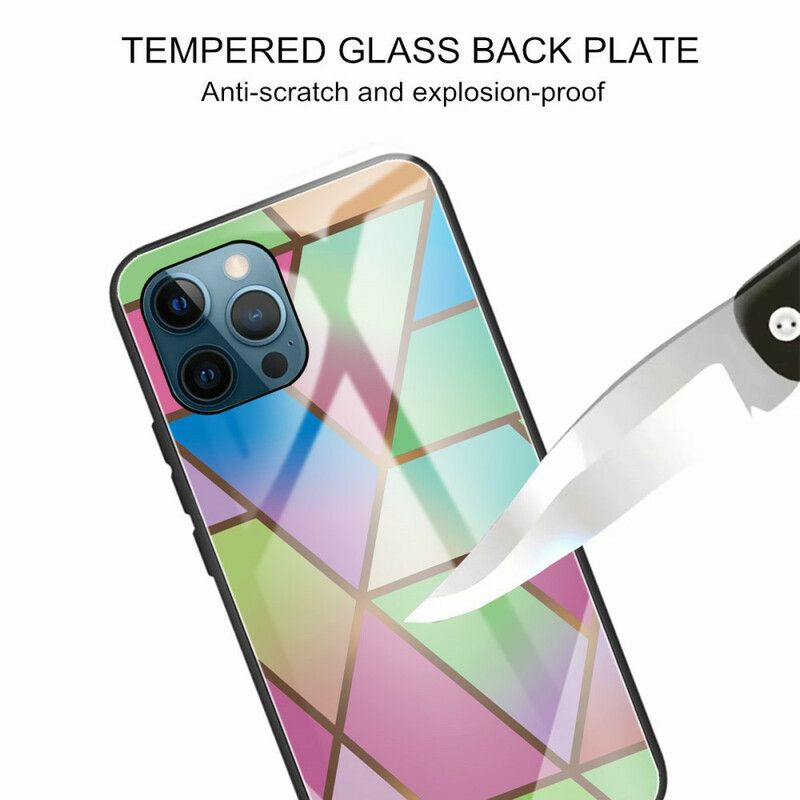 Cover iPhone 13 Pro Telefon Etui Hærdet Glasmarmorgeometri