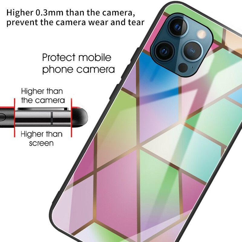 Cover iPhone 13 Pro Telefon Etui Hærdet Glasmarmorgeometri