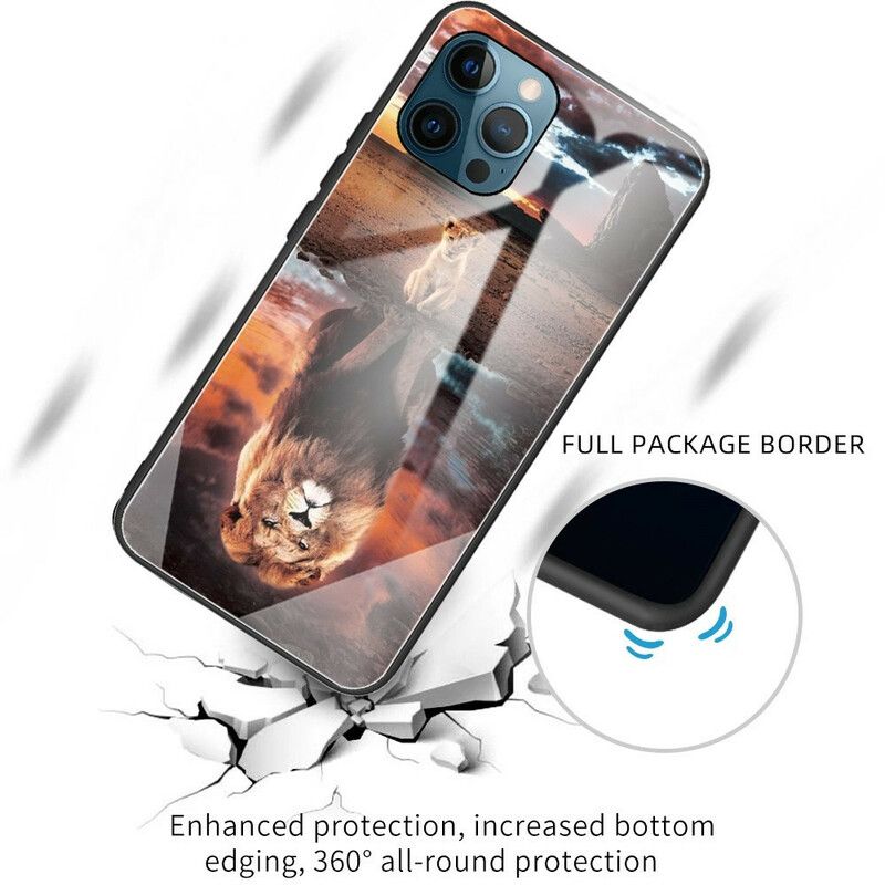 Cover iPhone 13 Pro Telefon Etui Løveungedrøm Af Hærdet Glas