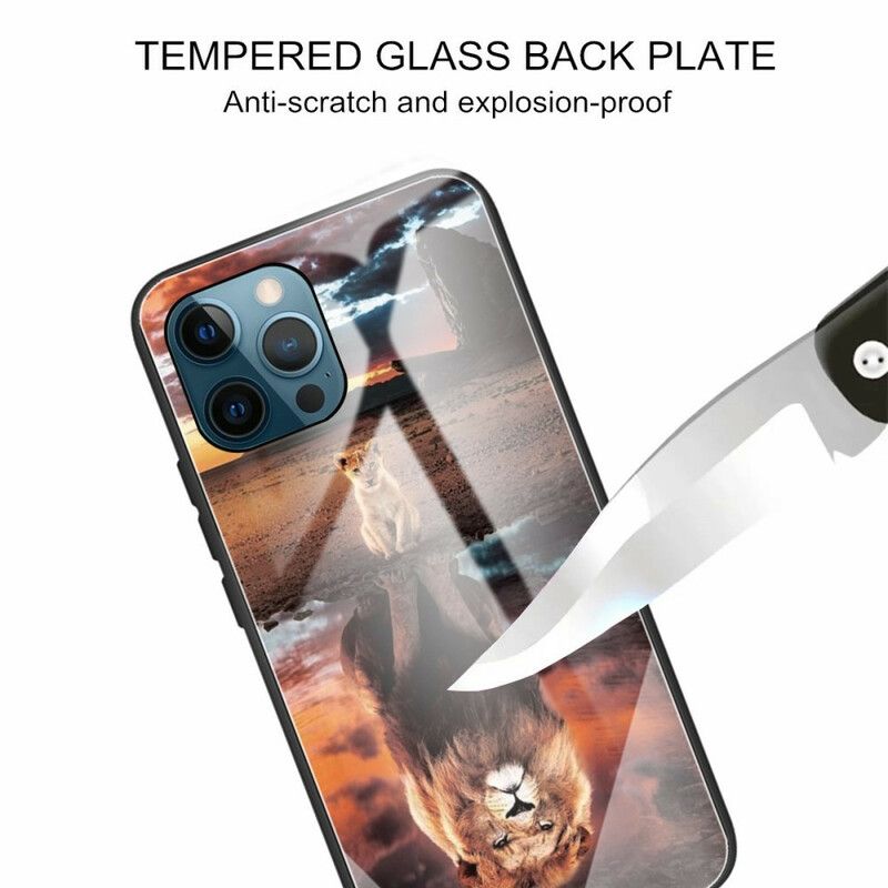 Cover iPhone 13 Pro Telefon Etui Løveungedrøm Af Hærdet Glas