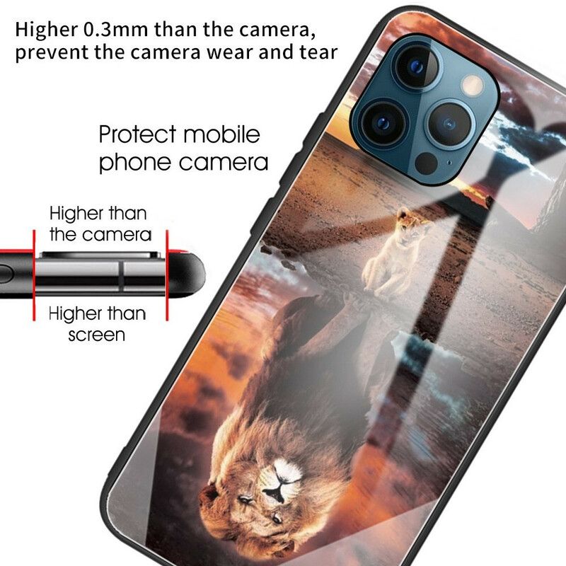 Cover iPhone 13 Pro Telefon Etui Løveungedrøm Af Hærdet Glas