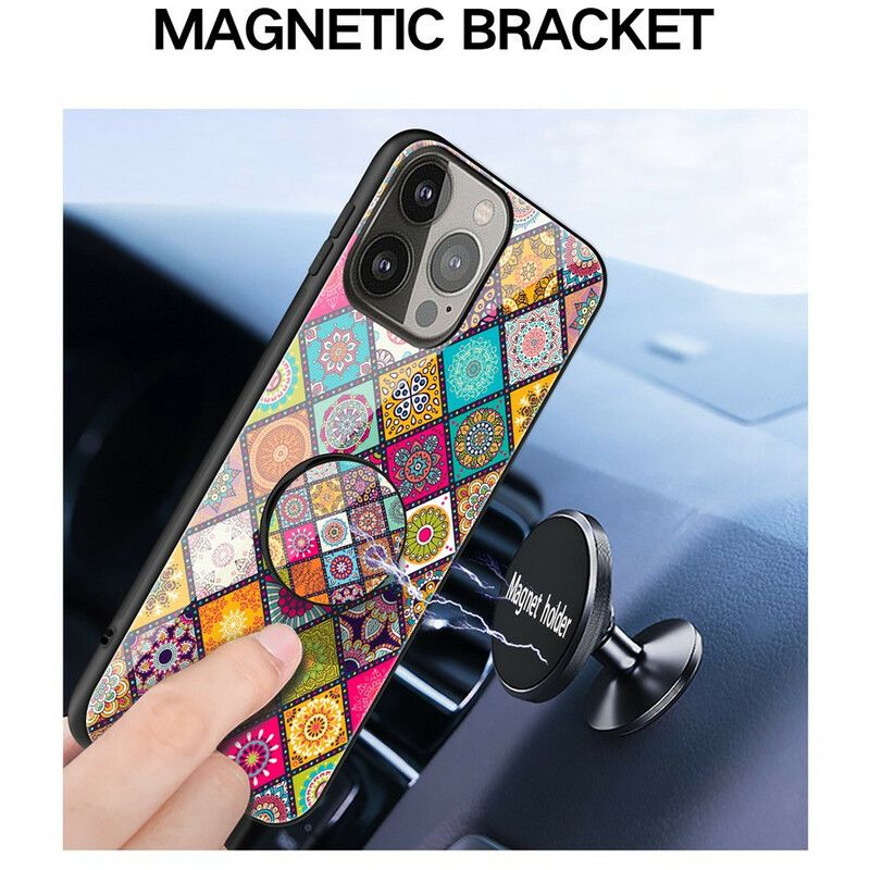 Cover iPhone 13 Pro Telefon Etui Patchwork Magnetisk Holder