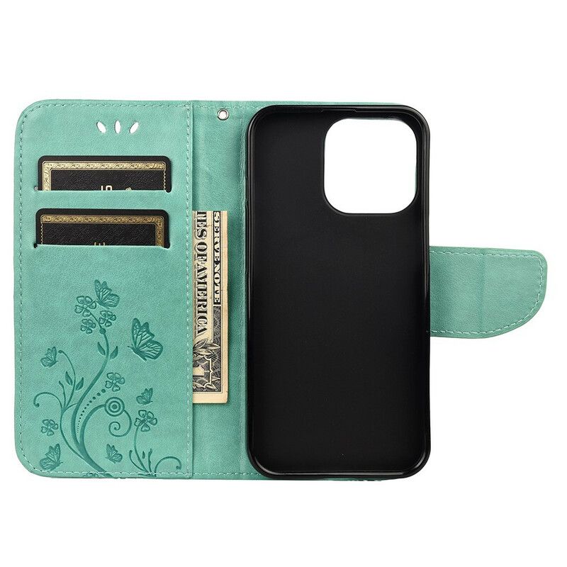 Flip Cover iPhone 13 Pro Floral Strappy