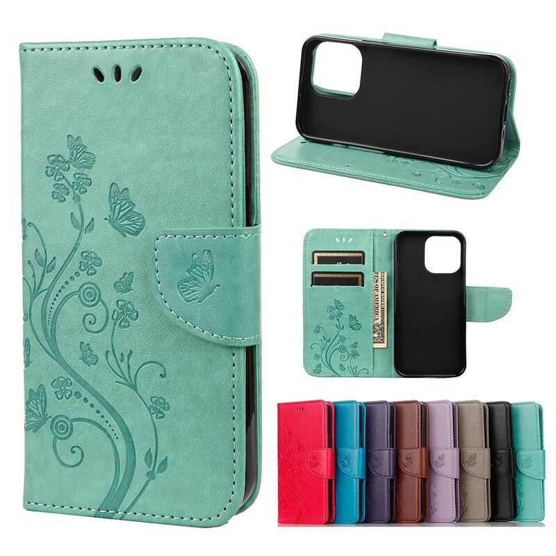 Flip Cover iPhone 13 Pro Floral Strappy