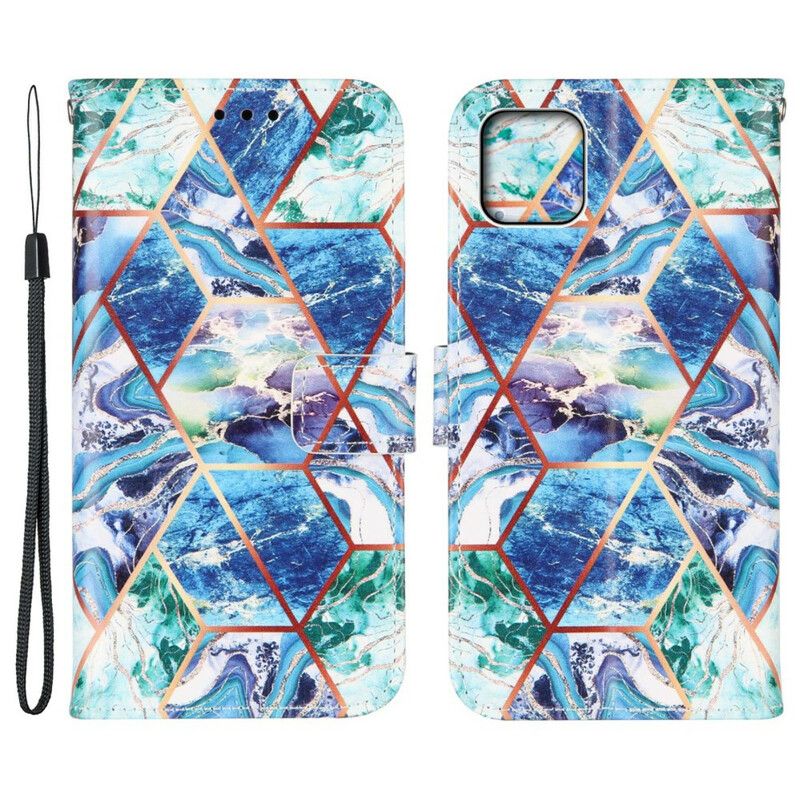 Flip Cover iPhone 13 Pro Geometrisk Marmor