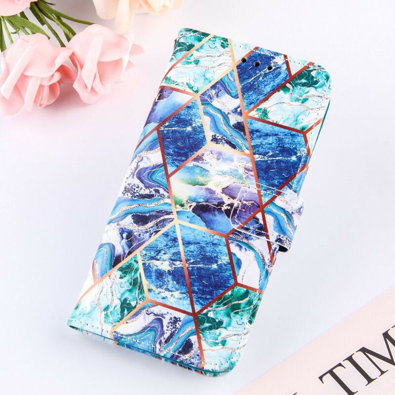 Flip Cover iPhone 13 Pro Geometrisk Marmor