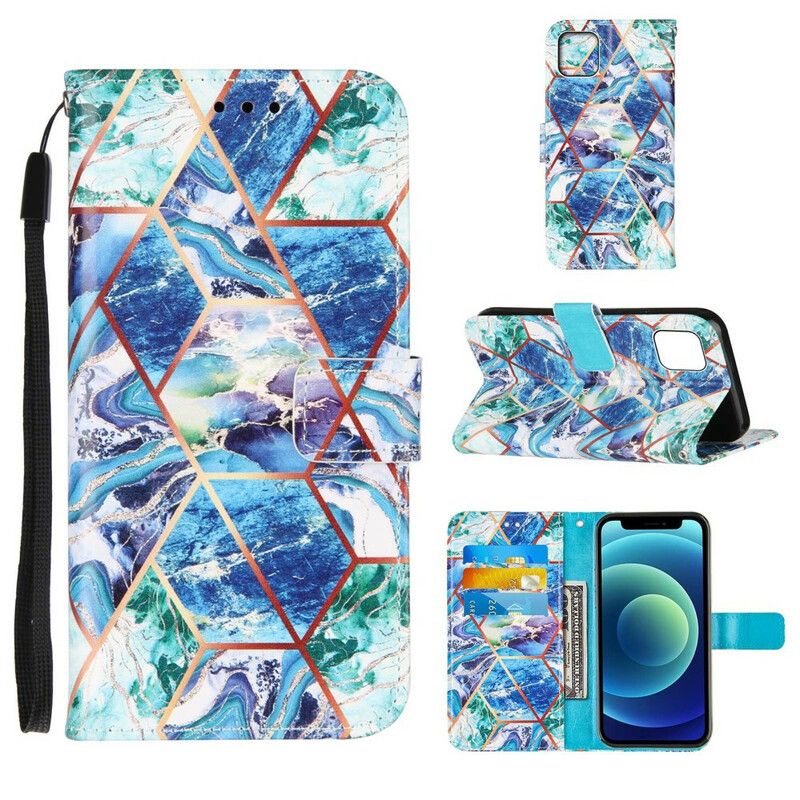 Flip Cover iPhone 13 Pro Geometrisk Marmor