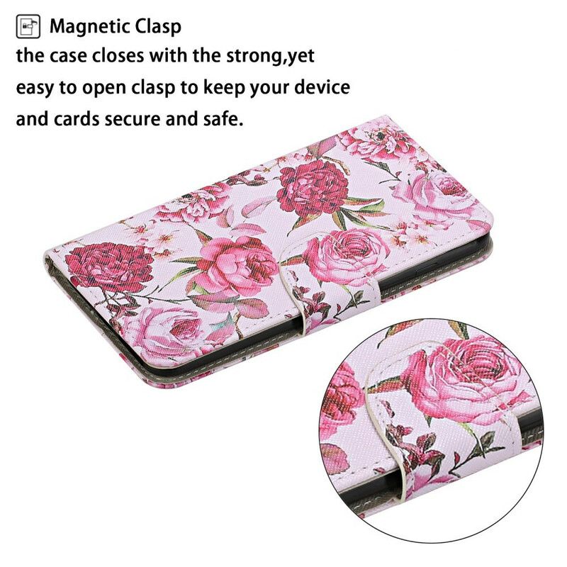 Flip Cover iPhone 13 Pro Mesterlige Blomster Med Rem