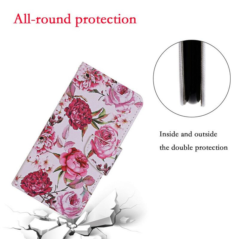 Flip Cover iPhone 13 Pro Mesterlige Blomster Med Rem