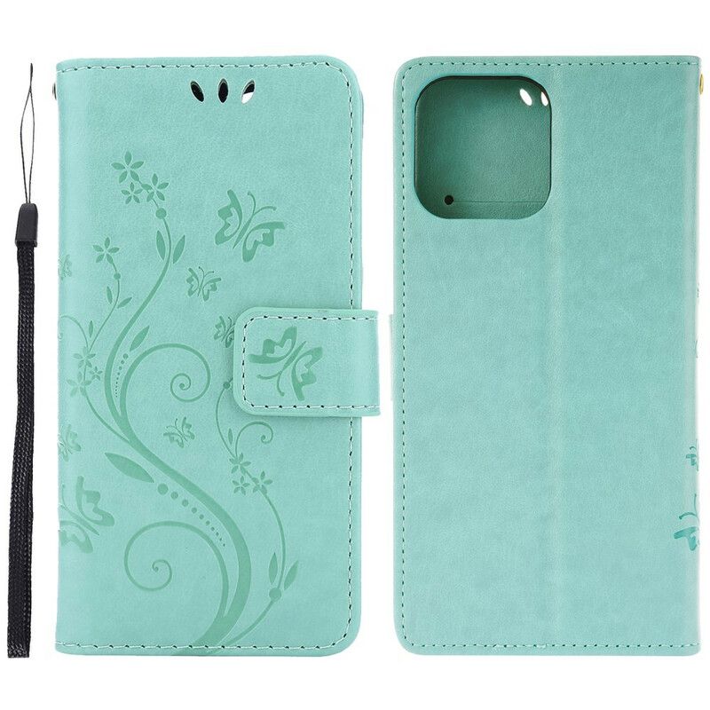 Flip Cover iPhone 13 Pro Strappy Grafiske Blomster