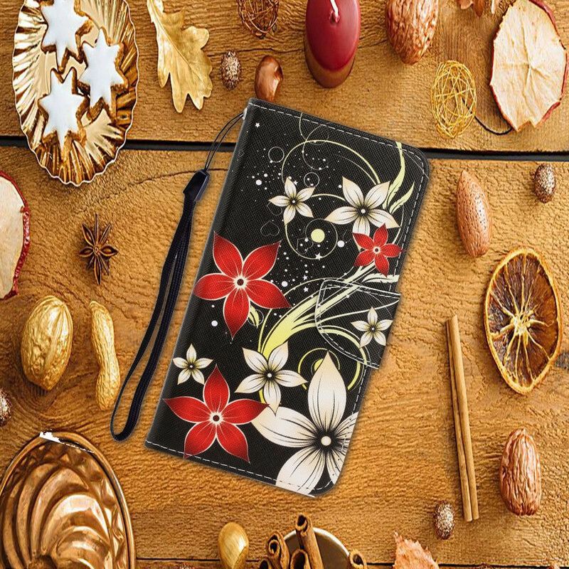 Flip Cover Til iPhone 13 Pro Farverige Strappy Blomster