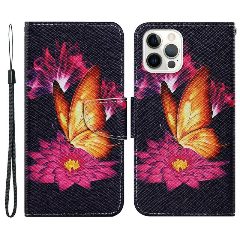 Flip Cover Til iPhone 13 Pro Sommerfugl Og Lotus