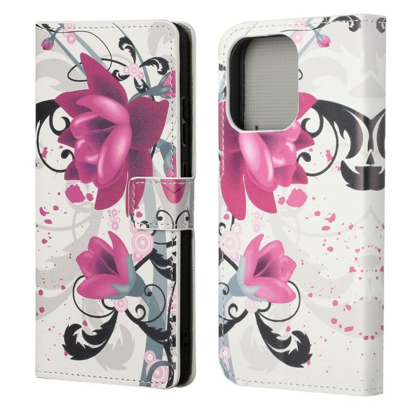 Flip Cover Til iPhone 13 Pro Tropiske Blomster