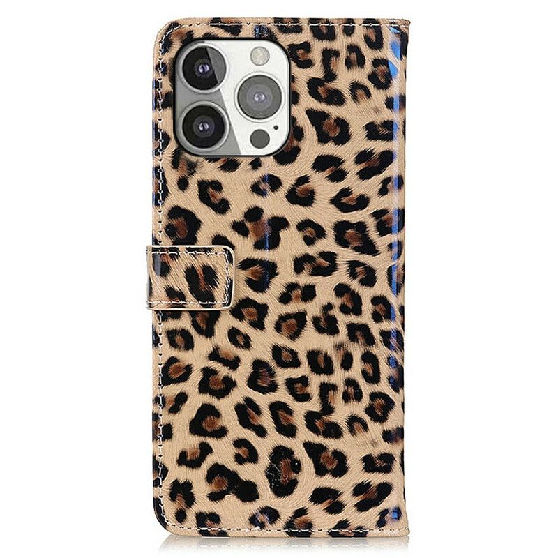 Læder Cover iPhone 13 Pro Leopard