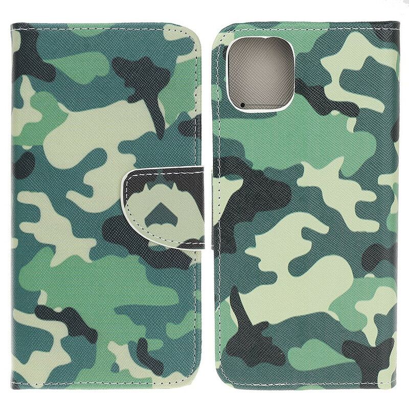 Læder Cover iPhone 13 Pro Militær Camouflage