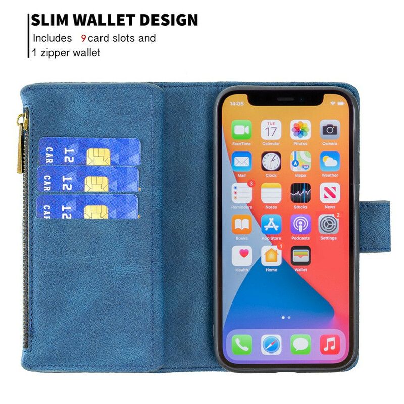 Læder Cover iPhone 13 Pro Telefon Etui Butterfly Barok Lynlåslomme