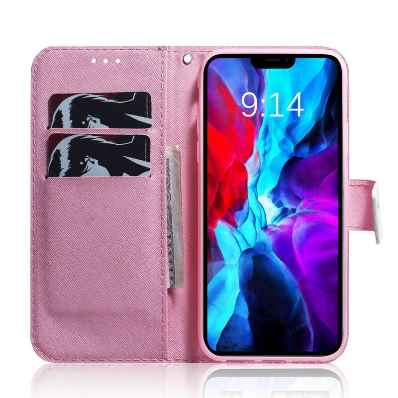 Læder Cover iPhone 13 Pro Telefon Etui Gammel Lyserød Blomst