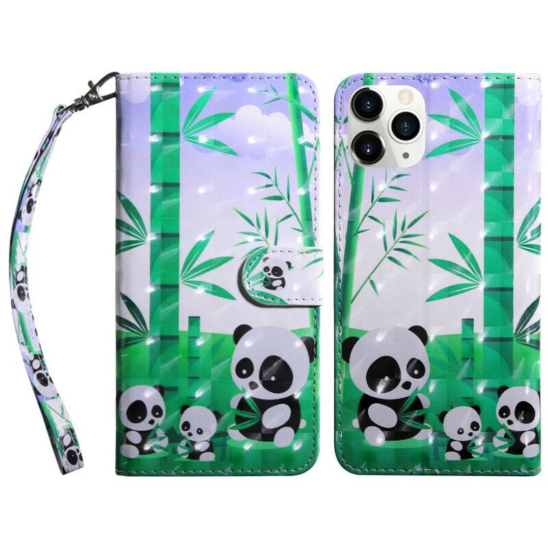 Læder Cover iPhone 13 Pro Telefon Etui Light Spot Pandas