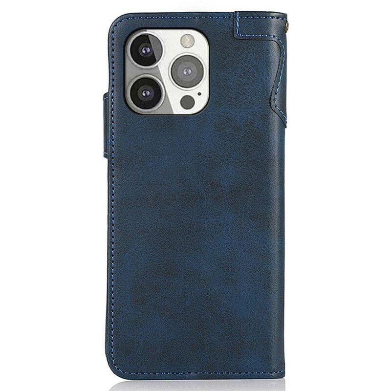 Læder Cover iPhone 13 Pro Telefon Etui Magnetisk Knap Khazneh