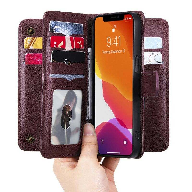 Læder Cover iPhone 13 Pro Telefon Etui Multi-funktion 10 Kortholder