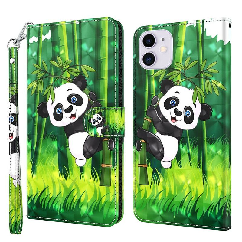 Læder Cover iPhone 13 Pro Telefon Etui Panda Og Bambus