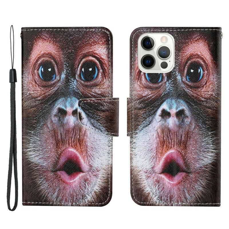 Læder Cover iPhone 13 Pro Telefon Etui Thong Monkey