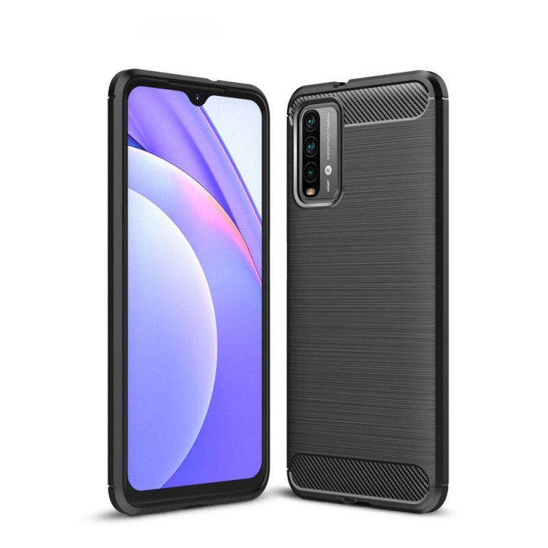 Cover for Xiaomi Poco M3 Sort Børstet Kulfiber