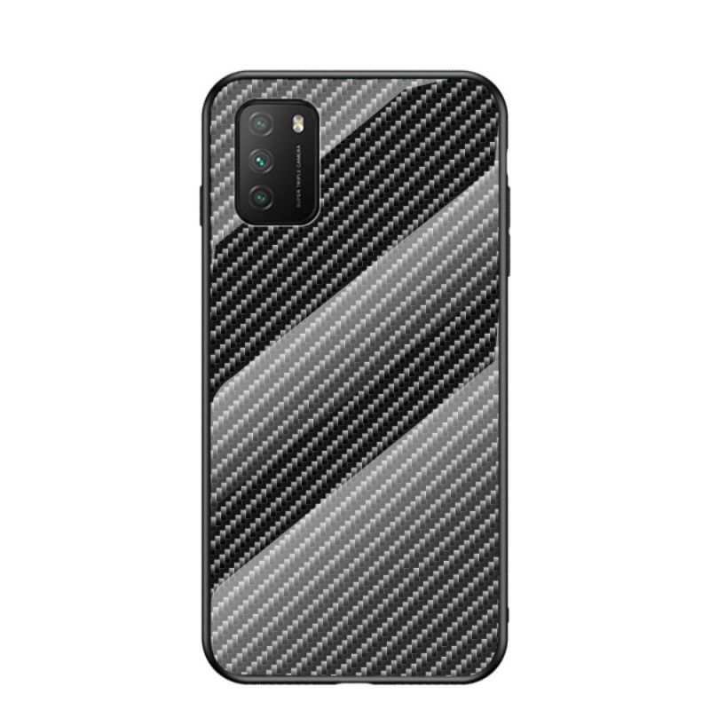 Cover for Xiaomi Poco M3 Sort Kulfiber Hærdet Glas