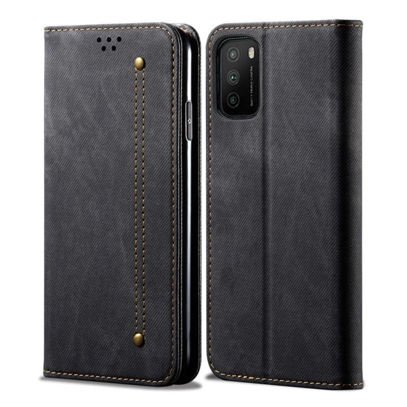 Læder Cover Xiaomi Poco M3 Sort Jeansstof