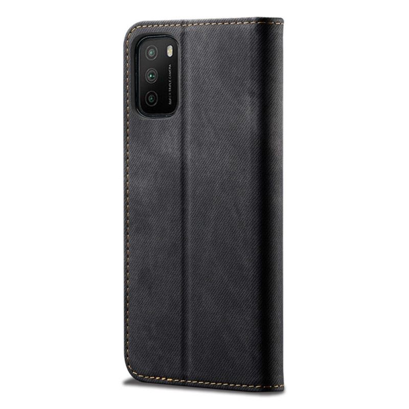 Læder Cover Xiaomi Poco M3 Sort Jeansstof