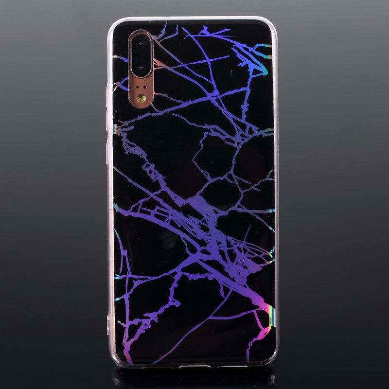 Cover for Huawei P20 Sort Laser Marmor