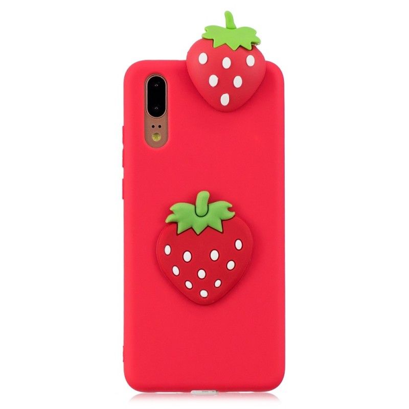 Cover Huawei P20 3D Jordbær