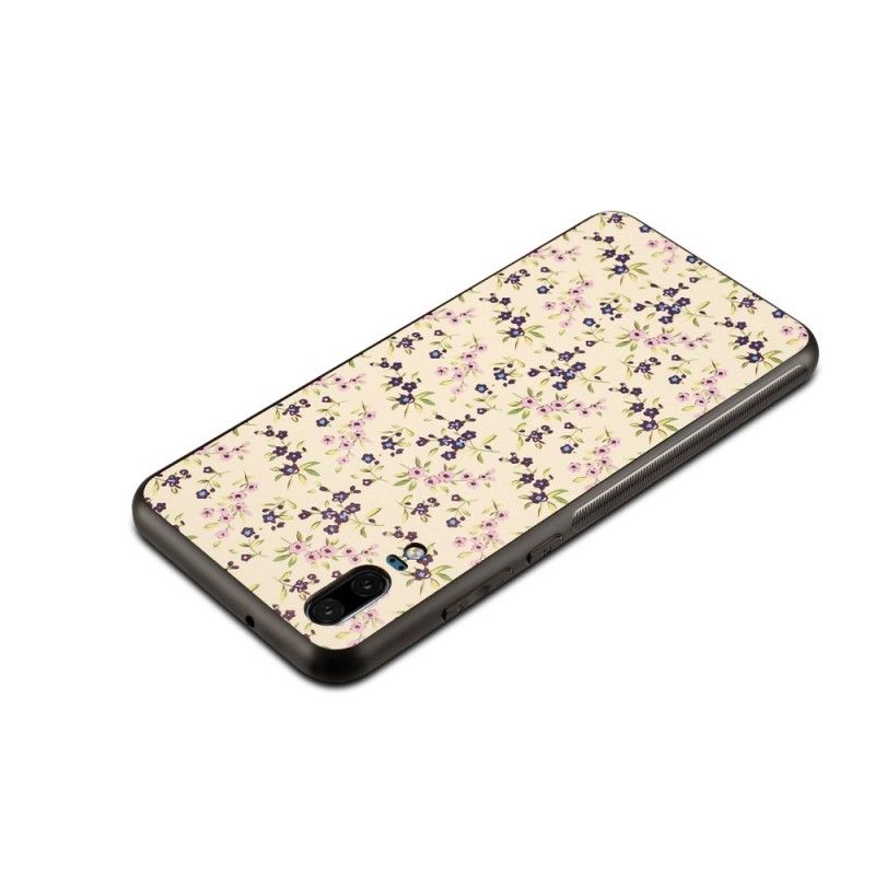 Cover Huawei P20 Magenta Mobilcover Imiteret Læder Frihedsblomster