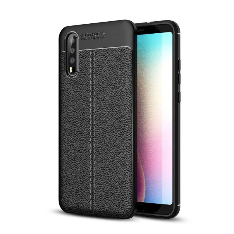 Cover Huawei P20 Sort Dobbeltlinjeret Lychee-Lædereffekt Original