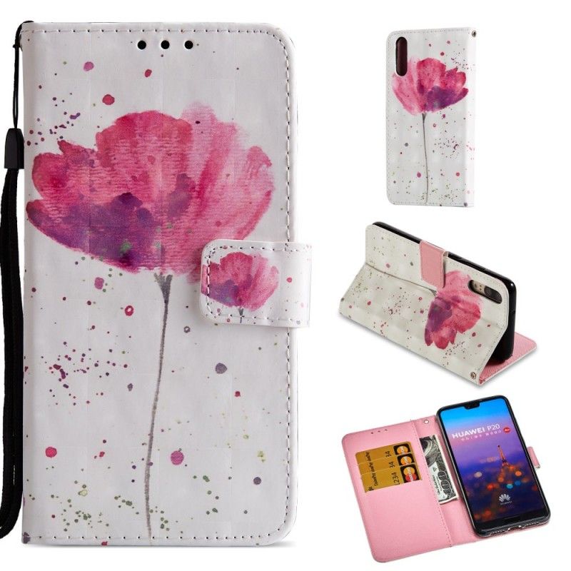 Flip Cover Huawei P20 Mobilcover 3D Akvarelvalmue