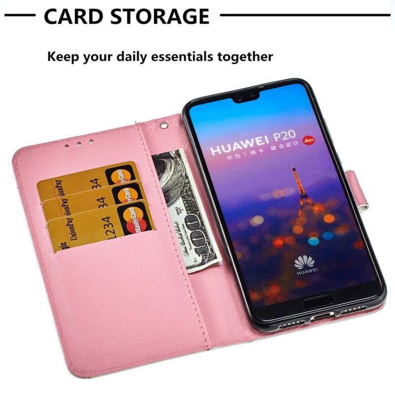 Flip Cover Huawei P20 Mobilcover 3D Akvarelvalmue