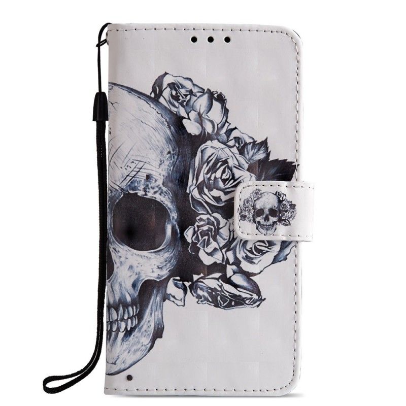 Flip Cover Læder for Huawei P20 3D Blomsterskalle