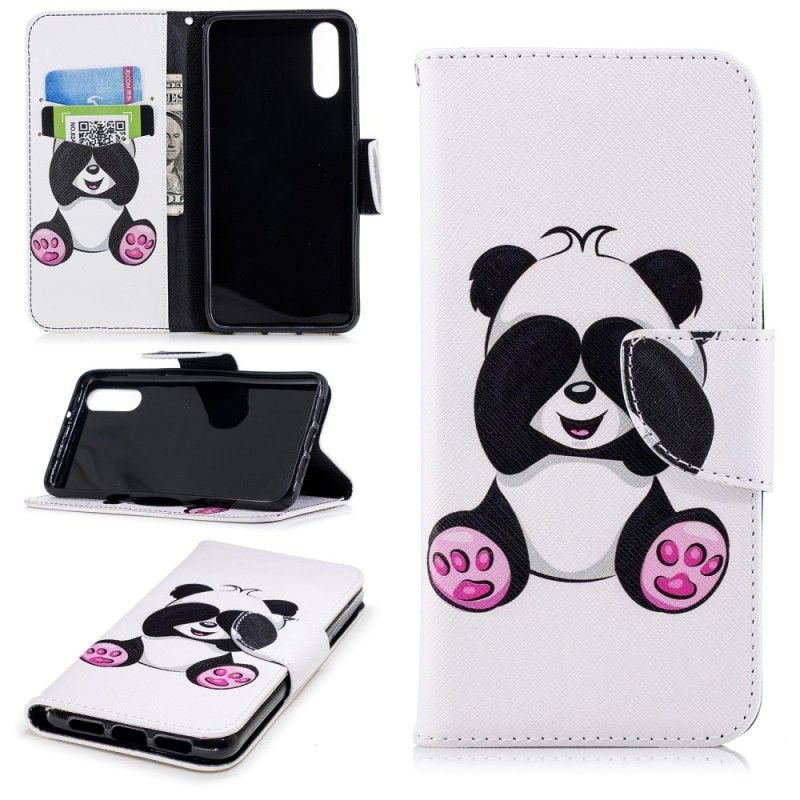 Flip Cover Læder for Huawei P20 Sjov Panda