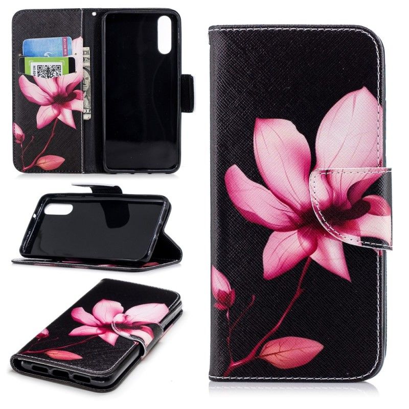 Flip Cover Læder Huawei P20 Lyserød Blomst Original