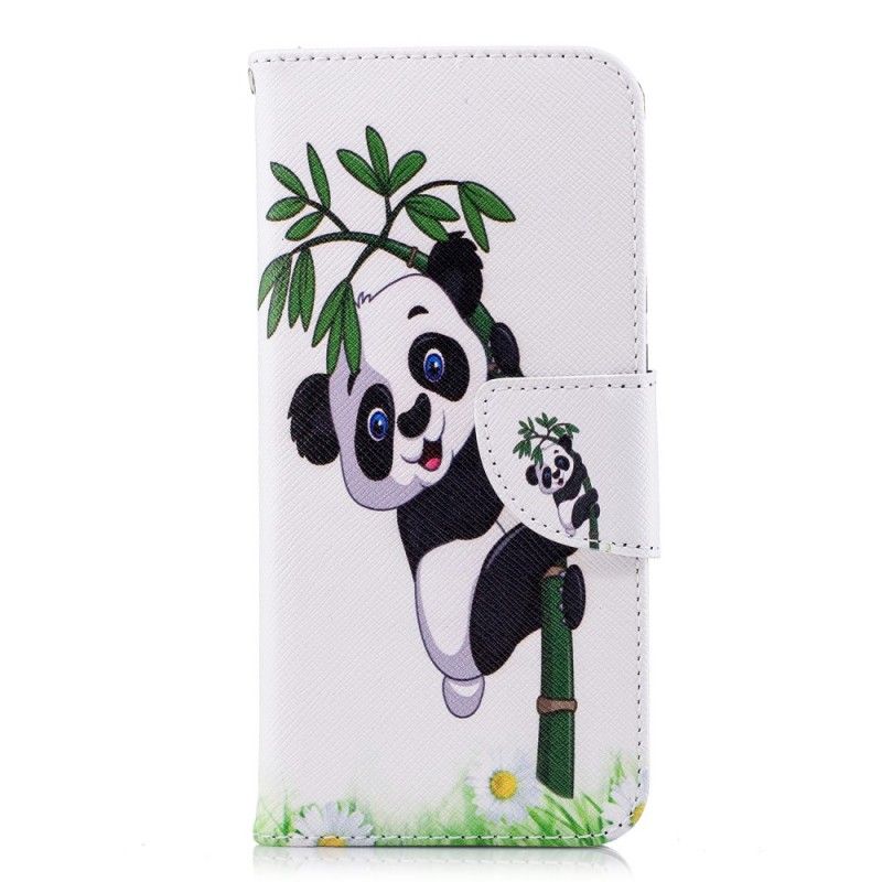 Flip Cover Læder Huawei P20 Panda På Bambus Beskyttelse