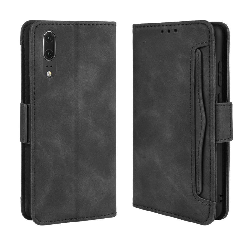 Flip Cover Læder Huawei P20 Sort Førsteklasses Multikort