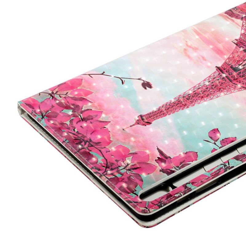 Flip Cover Læder for Samsung Galaxy Tab S7 Plus Blomster Eiffeltårnet