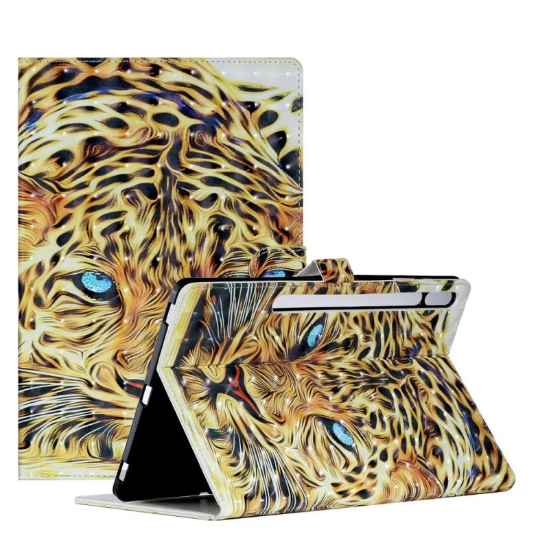 Flip Cover Læder for Samsung Galaxy Tab S7 Plus Tiger Kunst