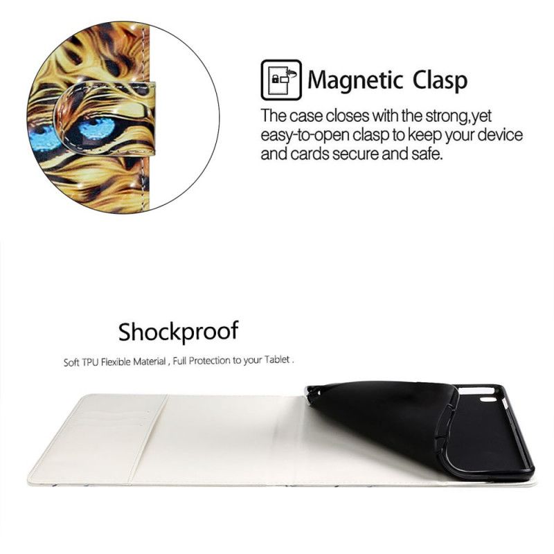 Flip Cover Læder for Samsung Galaxy Tab S7 Plus Tiger Kunst