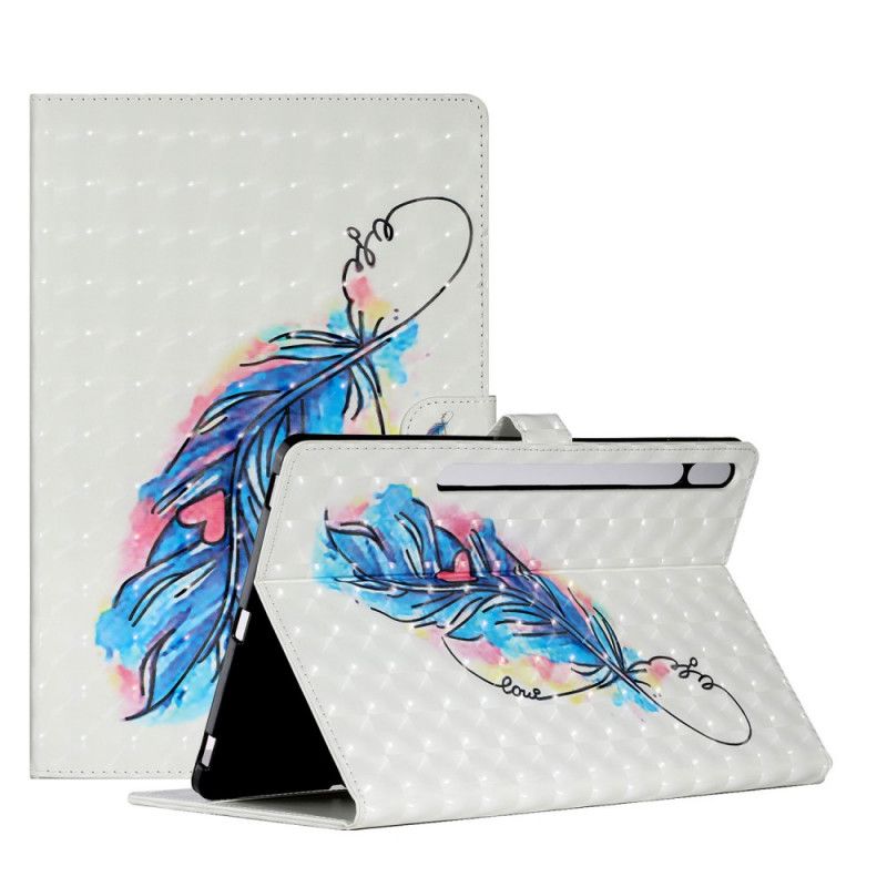 Flip Cover Læder Samsung Galaxy Tab S7 Plus Fjer Kunst