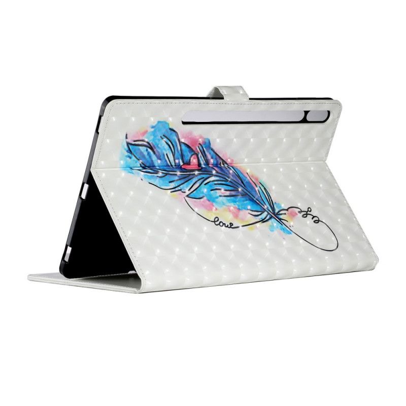 Flip Cover Læder Samsung Galaxy Tab S7 Plus Fjer Kunst