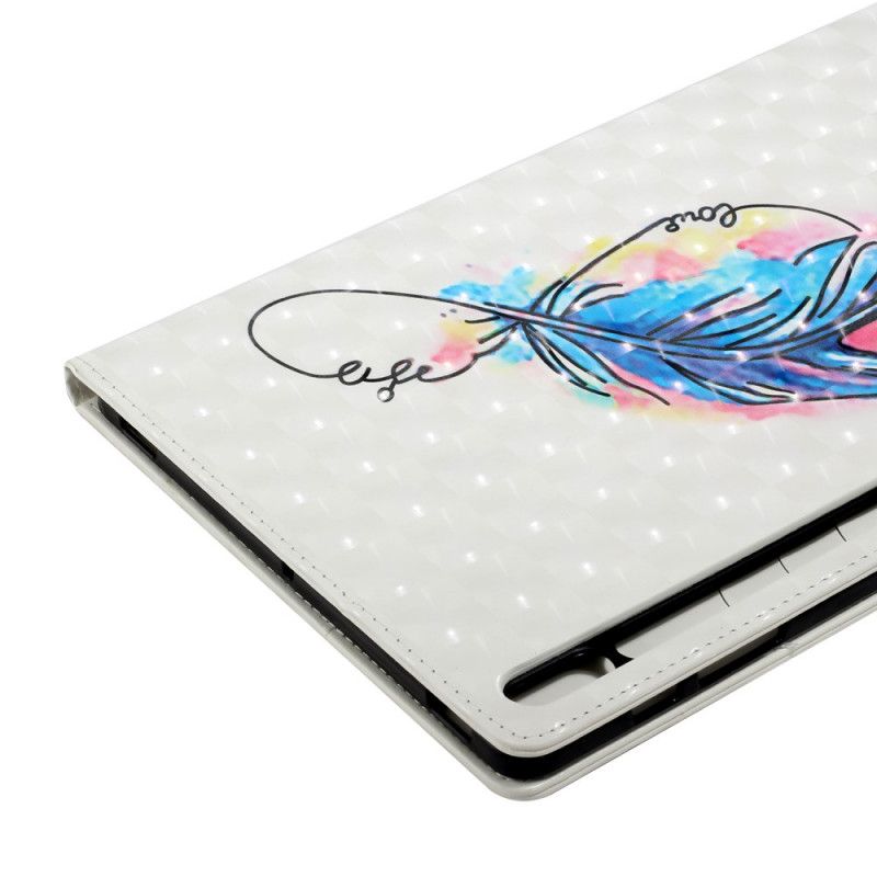 Flip Cover Læder Samsung Galaxy Tab S7 Plus Fjer Kunst