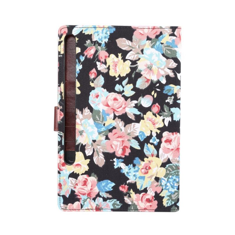 Flip Cover Læder Samsung Galaxy Tab S7 Plus Sort Frihedsblomster Beskyttelse